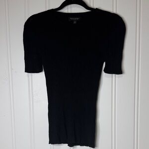 Banana Republic Black Merino Wool Knit Ribbed Sweater Medium comfort stretch